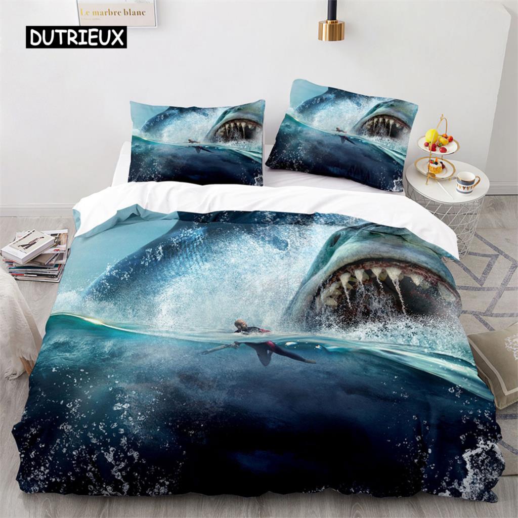 3D Povlečení na přikrývku s motivem žraloka a žraloka Plážové Povlečení s motivem žraloka Ocean Sea Pokrývka na přikrývku pro děti Ženy Muži Dekorace do pokoje