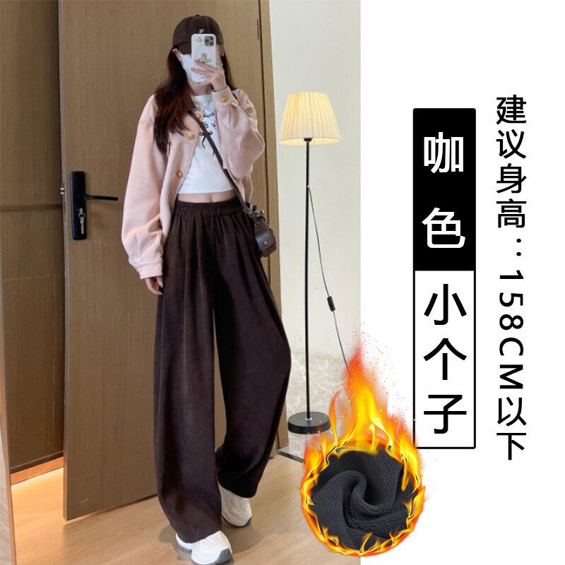 European cotton velvet wide-leg pants women's spring and autumn new lazy wind loose Yamamoto pants thin drape straight casual pants