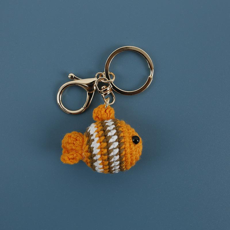 Handmaking Crochet Jellyfish Keychain Pendant Creative Ocean Series Crochet Keychain Knitted Cute Clown Fish Keyrings Wholesale