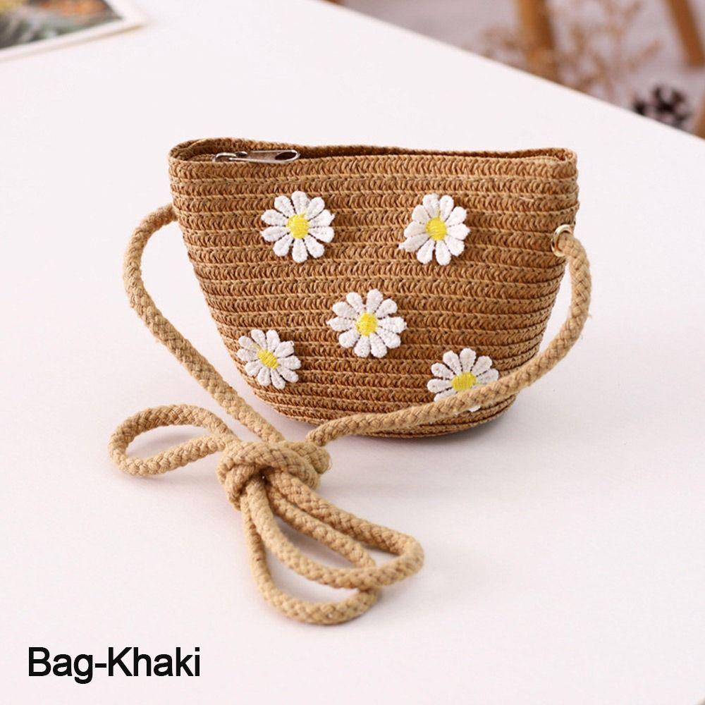 

Boy Girls UV Protection Panama Hat Flower Breathable Hat Sun Visor Summer Baby Hat Straw Hat Khaki-Bag