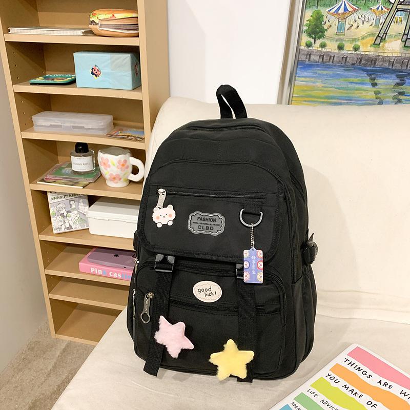 New Student Versatile Campus Backpack Large Capacity Backpack Cute and Simple Class School Bag Reduce Burden and Protect Ridge