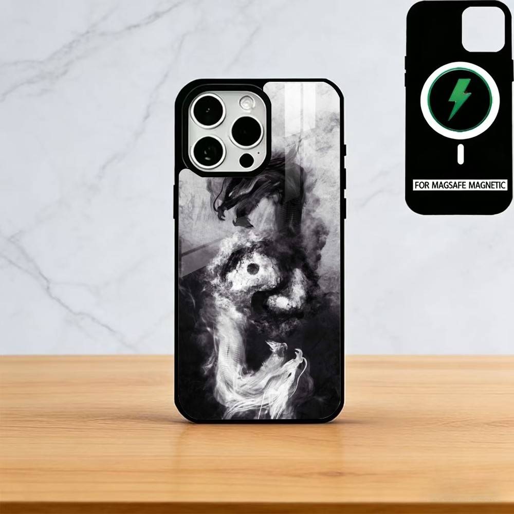Japanese Art Dragon Yin Yang Phone Case For iPhone17,16,15,14,13,12,11 Plus,Pro Magnetic For Magsafe Wireless Charging