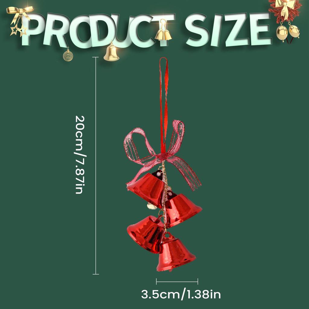Christmas Bells For Door Metal Christmas Decoration Hangable Jingle Pendants With Bow For Wedding Party Home Farmhouse Indoor