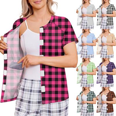 Women's Post-operative Short-sleeved  Color Shirt With Four Pockets