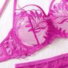 Women's Sexy Lace Bra Set Solid Color Embroidery Push-Up Lingerie Set Hollow Out Open Back Bra Set