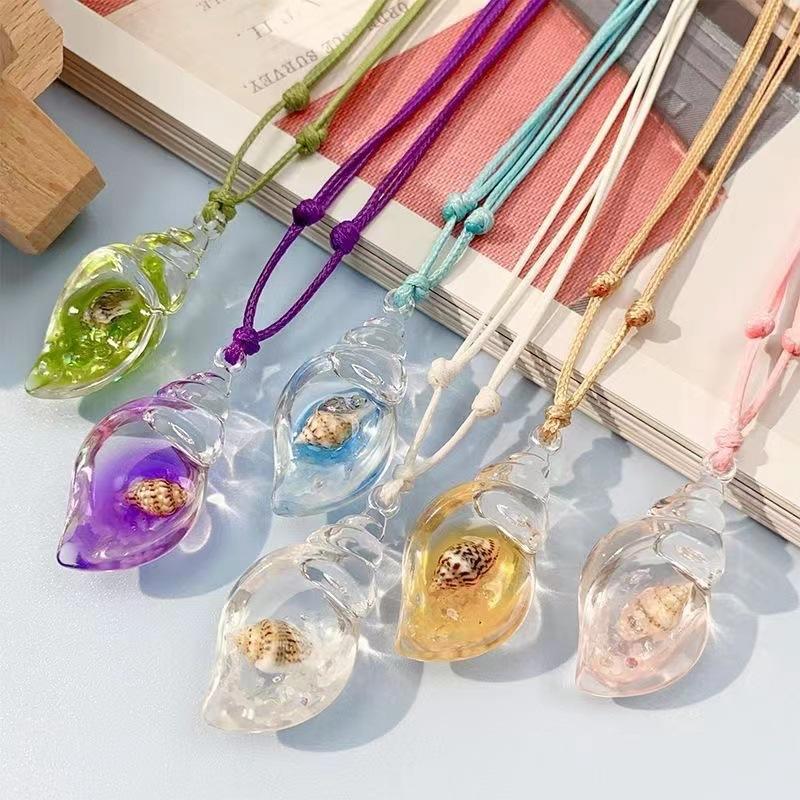 DW91 5pcs Transparent Luminous Acrylic Conch Charms Colorful Pendant DIY Jewelry Making Necklace Earrings Keychain Accessories