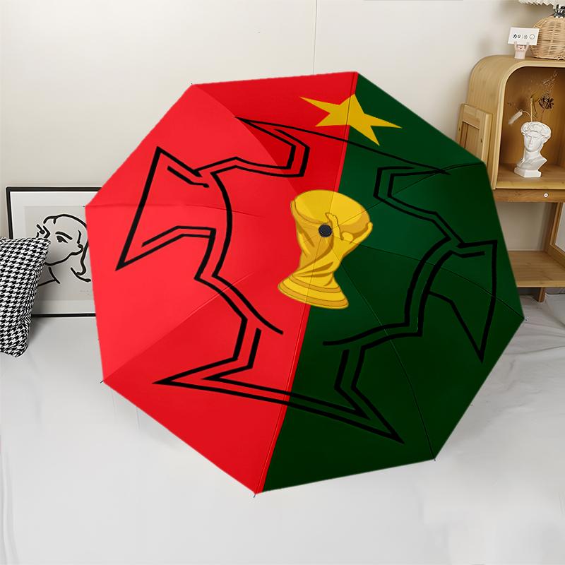 Portugal Football team Print Automatic Umbrella, 8 Rib Iron Frame, Plastic Handle, Suitable for Outdoor Travel &Daily , Ideal Gift