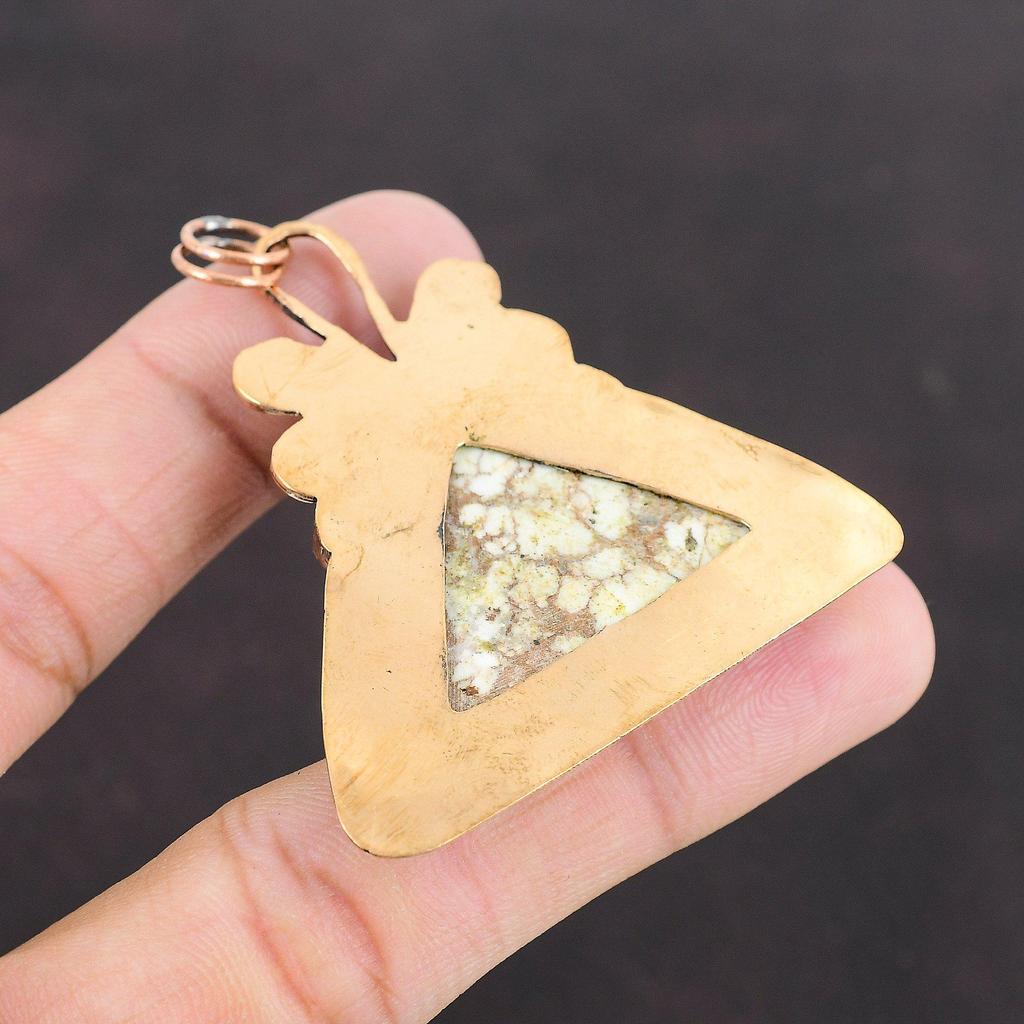 Wild Horse Magnesite Pendant Rainbow Moonstone Pendant Copper Pendant Natural Gemstone Jewelry Latest Design Copper Jewelry Handmade Pendant