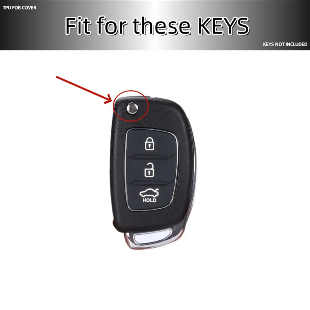 TPU Car Key Case Cover Key FOB Cover For Hyundai i10 i20 i40 iX35 Santa Fe Flip Key Case, keychain