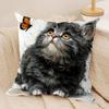 Cute Cat and Flower Cushion Cover Short Plush Doublesided Print Square Throw Pillow Covers Sofa Home Cushion Decor