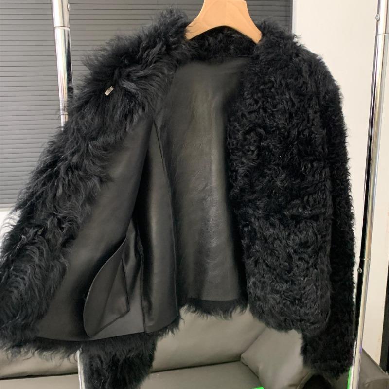 Fur Integrated Wool Outer Coat Women's Short Stand Collar Fur Coat
