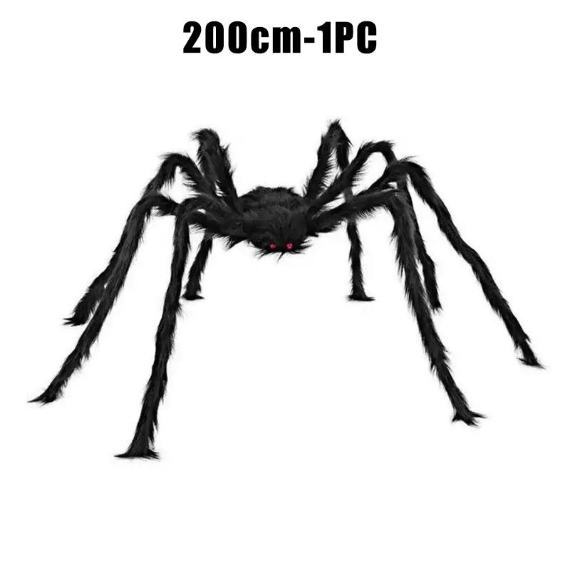 Halloween Home Decor Yard Porch Ornament Haunted House Realistic Artificial Spider Black Plush Halloween Giant Fake Spiders
