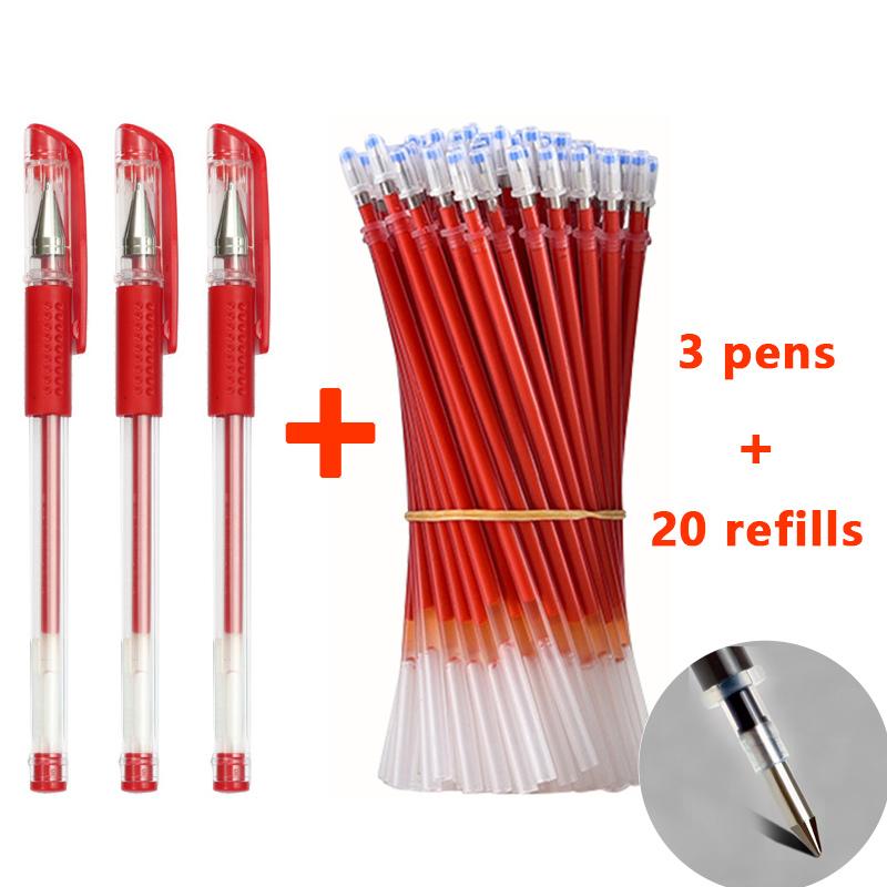 Ensemble de Stylos Gel 0,5 mm Noir Bleu Rouge Recharges Stylos à Bille Pointe Ogive Fournitures Scolaires et de Bureau Papeterie Accessoires Kawaii