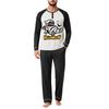 Men's Casual Loose Fit Raglan Sleeve Pajama Set with Halloween Letter Print