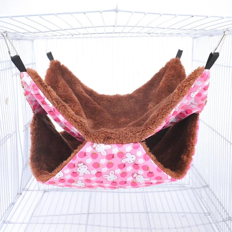 Double-Layer Pet Plush Hammock Warm Hamster Hanging Bed Ferret Hanging Bed Suitable For Cat Rodents Hammock Suitable For Hamster Pets Supplies Decor