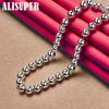925 Sterling Zilver 6mm Gladde Kralen Ball Chain Ketting Sieraden