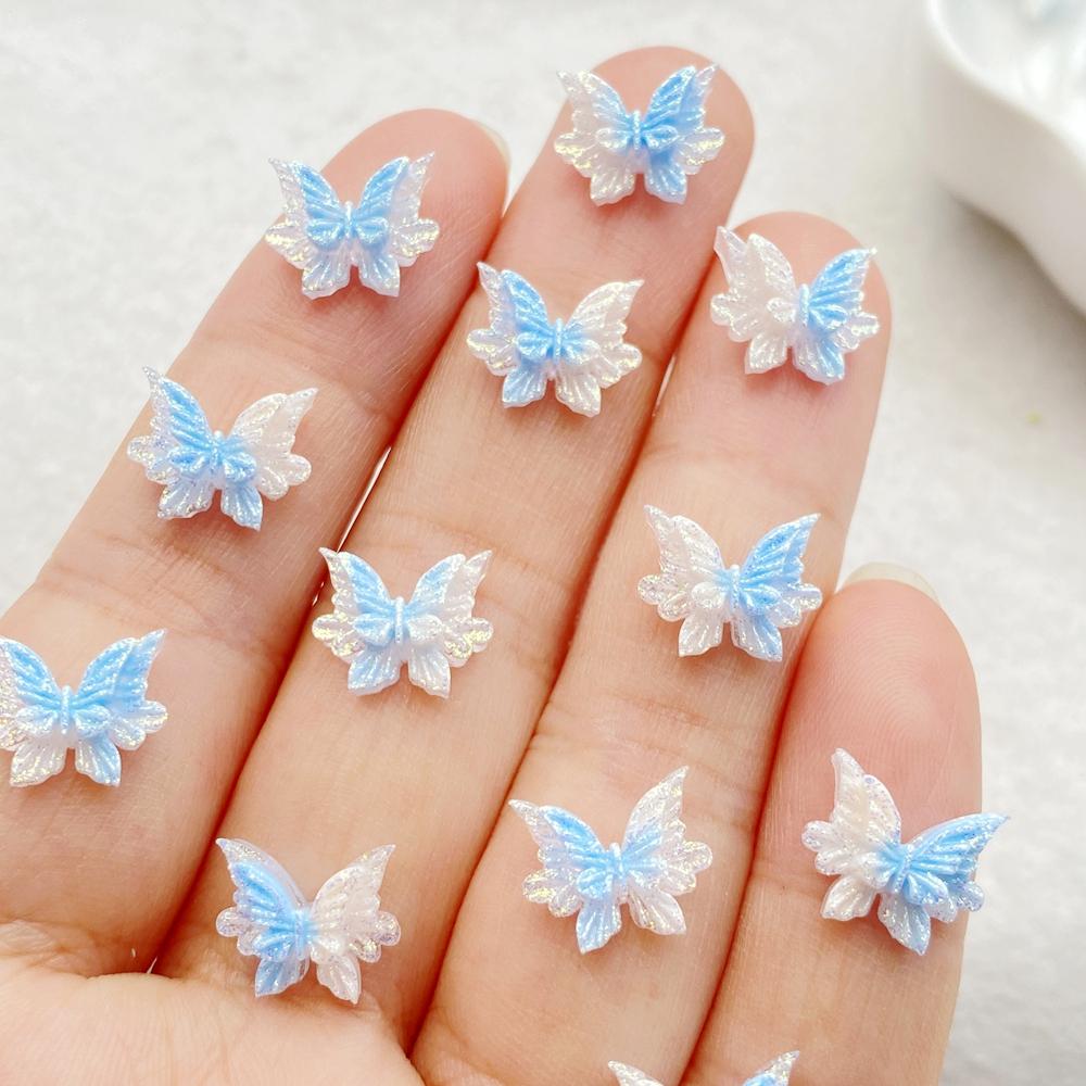 50 Stück Harz Süßer 3D Mini Schmetterling Flache Rückseite Strassstein Scrapbooking DIY Basteln Für Nagel Dekor Schmuck Zubehör