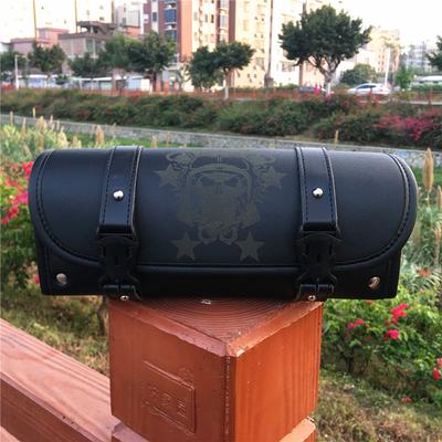 Universal Skull Black Brown Motorcycle Tool Bag Front Fork Handlebar Saddlebag Roll Barrel Racing Tail Barrel