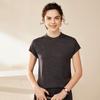 Yangzi Yarn Women's 100% Combed Wool Knit Vest T-Shirt - Short Sleeve, Round Neck, Summer Layer Top