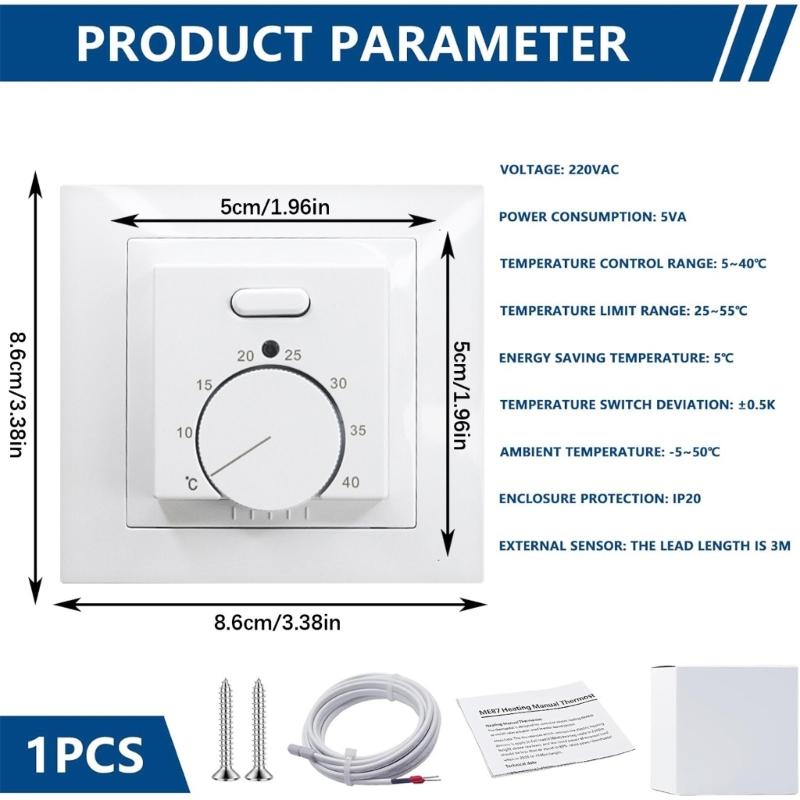 Adjustable Room Temperature Controllers For Indoor Heating Systems Cable Simple Installation Wall