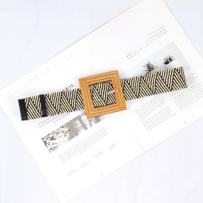 Waist Weave Rope Round Buckle Square Buckle Women Single Loop Waist Gift Belt