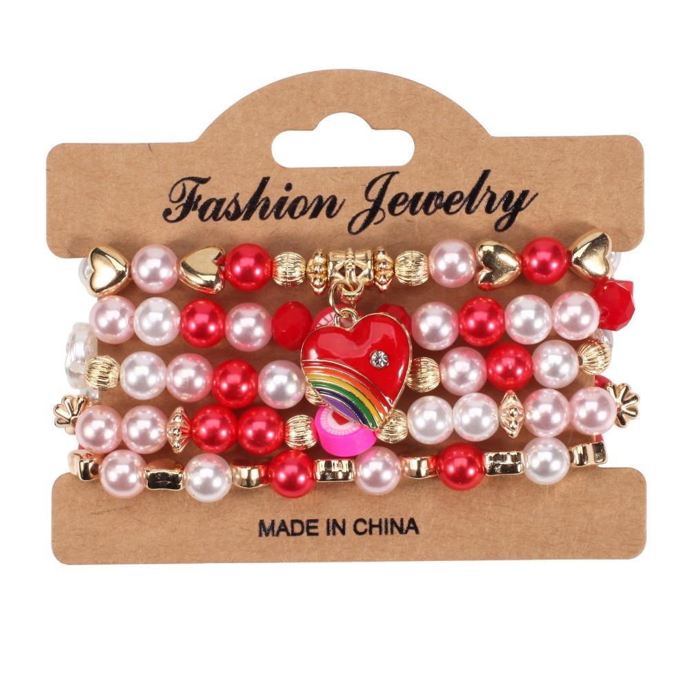 5pcs/set DIY Romantic LOVE Pendant Acrylic Beads Colorful Stone Wristband Bracelet  Hand Decoration