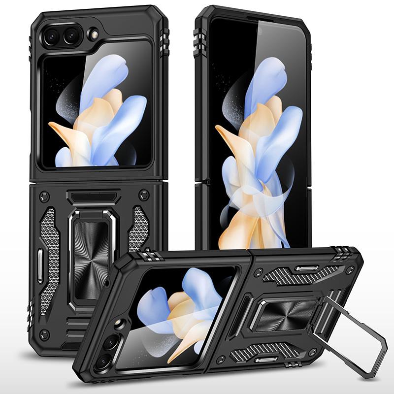Lens Protection Ring Rotating Stand Phone Folding Armor Case for Samsung Galaxy Z Flip 7 FE / Flip 6 / Flip 5 Shockproof Cover