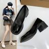 Size 35-43, Large Size Women's Shoes Round Head Soft Sole Non-slip Single Shoes Women's Thick Heel Mary Jane High Heels 41 Small Leather Shoes
