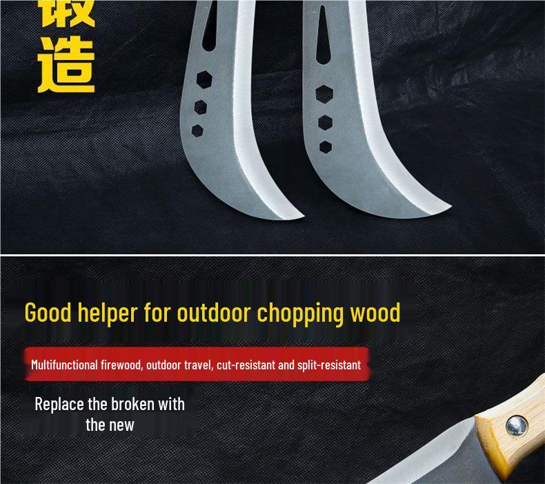 Cuțit curbat multifuncțional pentru tăierea lemnelor de foc, copacilor și bambusului în aer liber