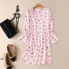 Spring Autumn Women Nightgown Round Neck Cartoon Printing Long Sleeves Loose Pullover