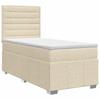 Box Spring Bed with Mattress and Headboard Cream 80 X 200 Cm Fabric