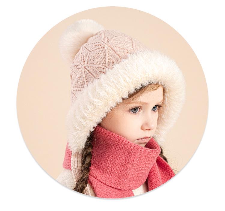 Kids' Knit Pom-Pom Hat: Warm, Windproof, Thickened for Autumn and Winter