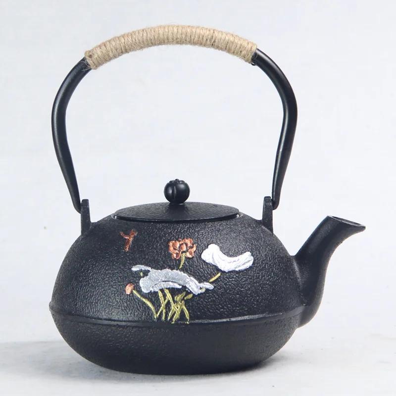 Ceainic din fontă, stil japonez, lucrat manual, pentru fierberea apei și prepararea ceaiului, accesorii pentru ceai Kung Fu acasă