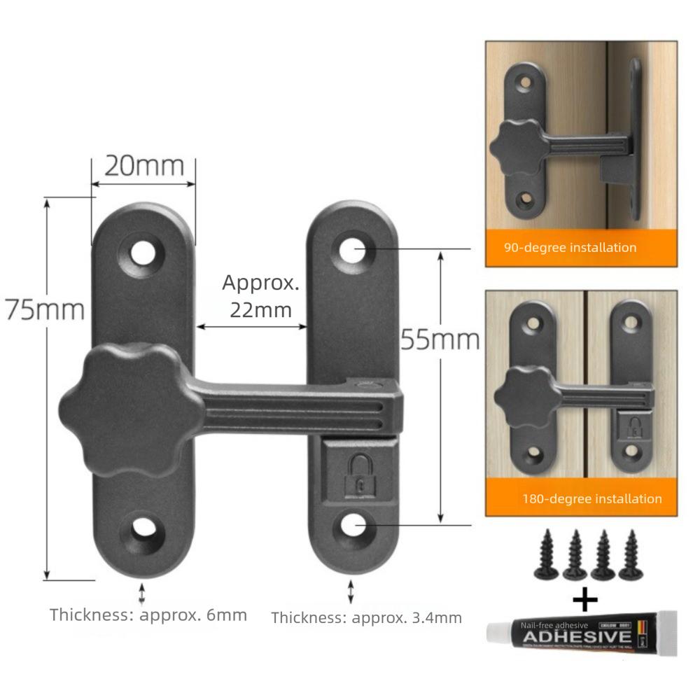 Zinc Alloy Sliding Door Latch No Punching Door Latch New Luminous Door Lock  Bathroom Door