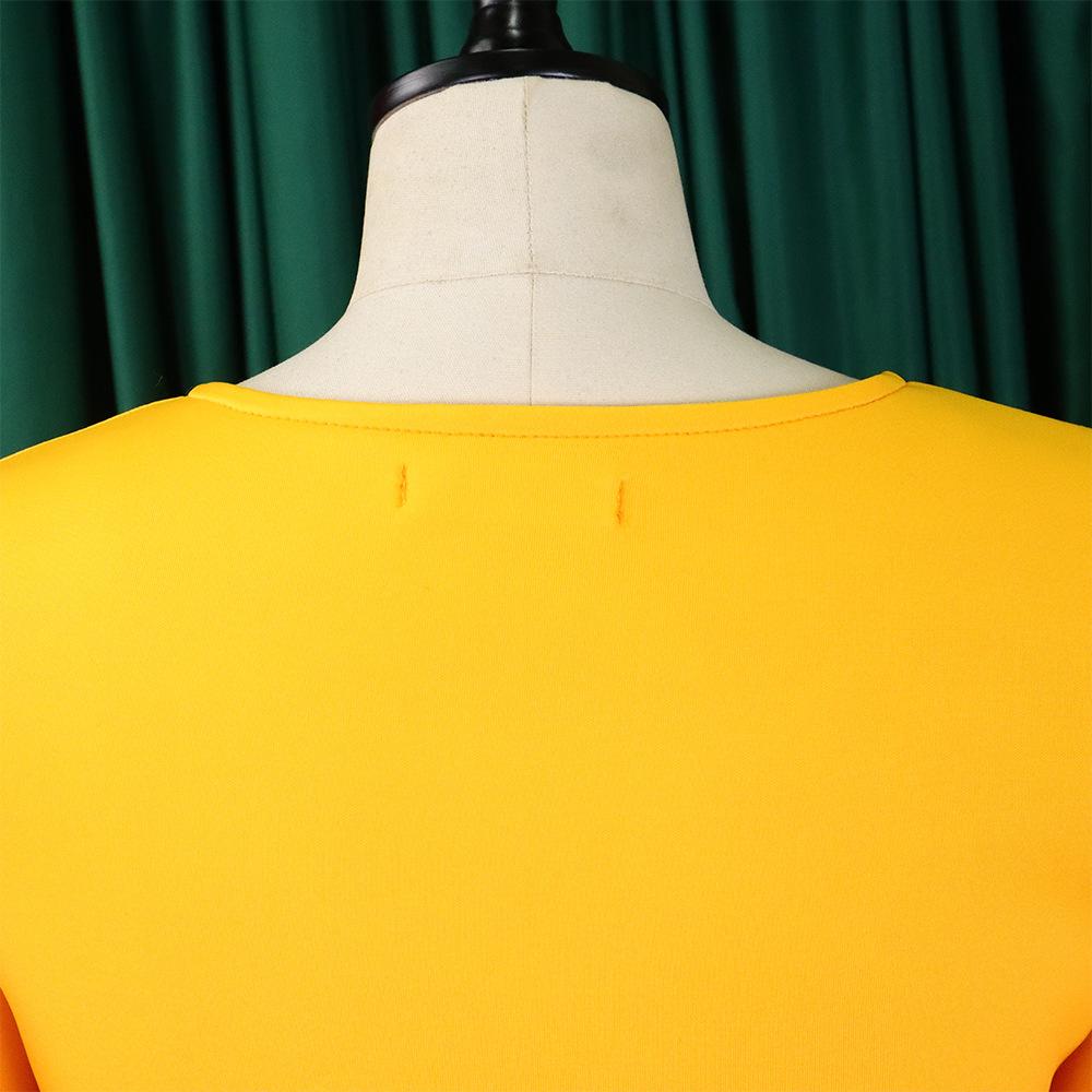 Abito estivo da donna Taglie forti Manica svasata Scollo a V Temperamento alla moda Abiti con gonna ampia e orlo