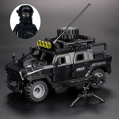 Gepanzerter Fahrzeug-Explosionsgeschütztes Auto Schwere Waffen Baustein Militärpuppen Spielzeug Spezialeinheit SWAT Polizist Modell Spielzeug