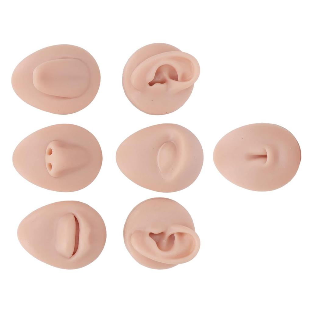 Soft Silicone Body Part Model, Piercing Practice Model Simulation Silicone Ear Eye Nose Mouth Tongue, Belly Button Model Safety Pierce Tool for