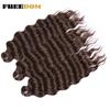 FREEDOM Synthetische Lockige Braiding Haarverlängerungen 24 Zoll/60 cm Lang Tief Wellig Twist Häkelzöpfe Haare Ombre Braun Regenbogen Haare