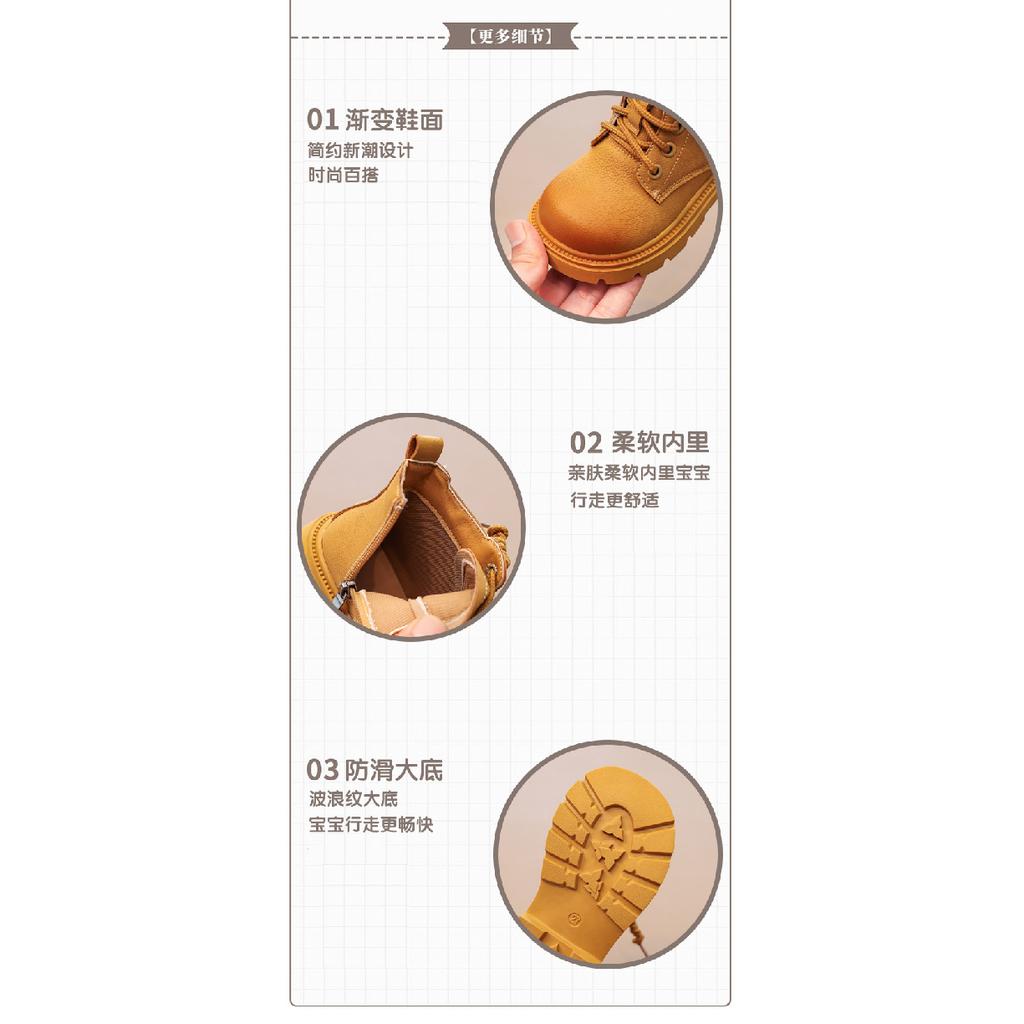 Kinder Martin Stiefel Britischer Stil Kleine Mädchen Kurze Stiefel Neue Jungen Gelbe Stiefel Vielseitige Winter Fleece Baumwollstiefel