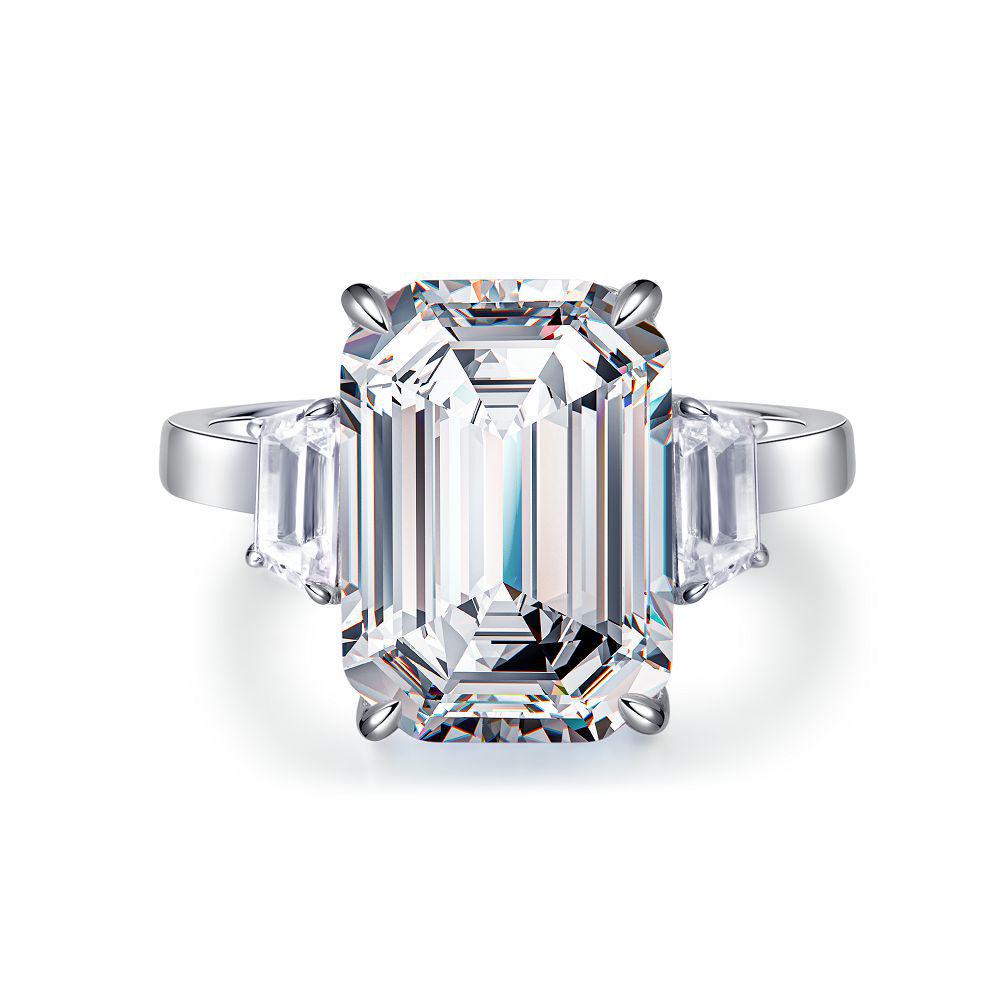 Emerald Cut Pink Zircon Diamond 925 Silver Ring for Women