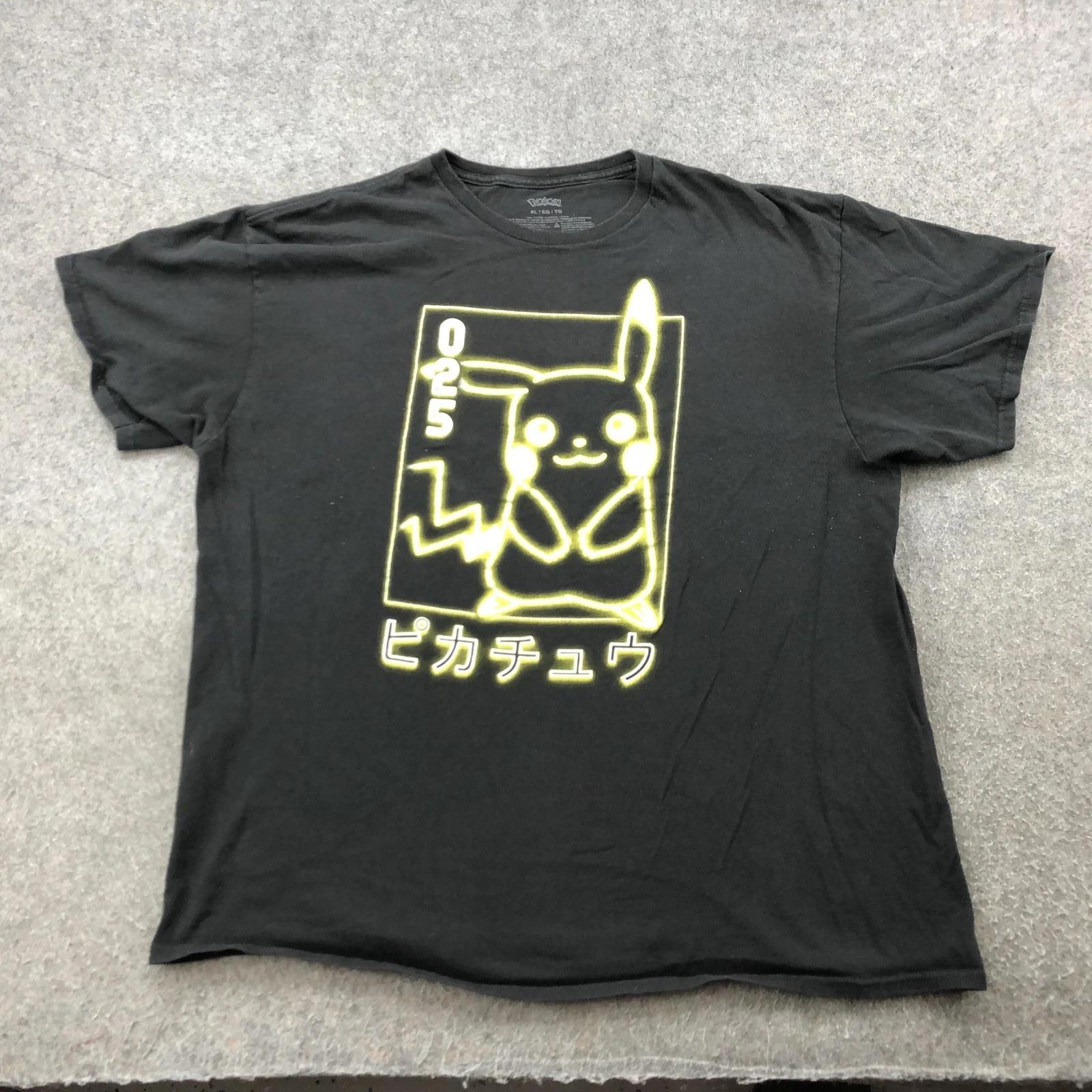 Pokemon Pikachu Shirt Mens Extra Large Black Graphic 025 Japanese Anime Tee L