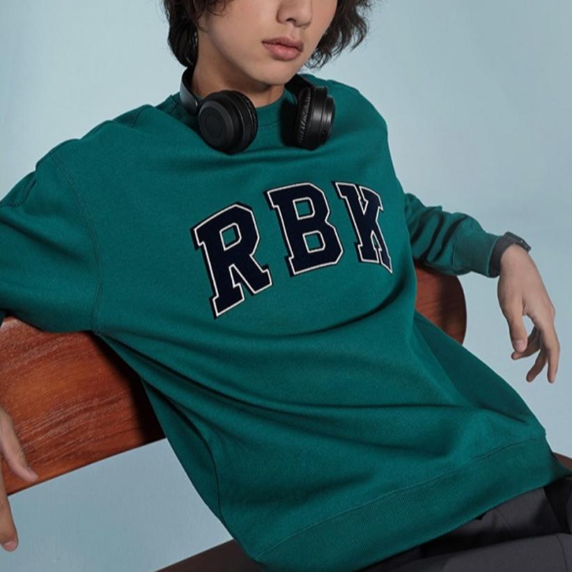 Reebok American Vintage Letter Embroidery Casual Sports Knit Pullover Sweatshirt Unisex Sweatshirt Gem-Green 24SRC305UGL7