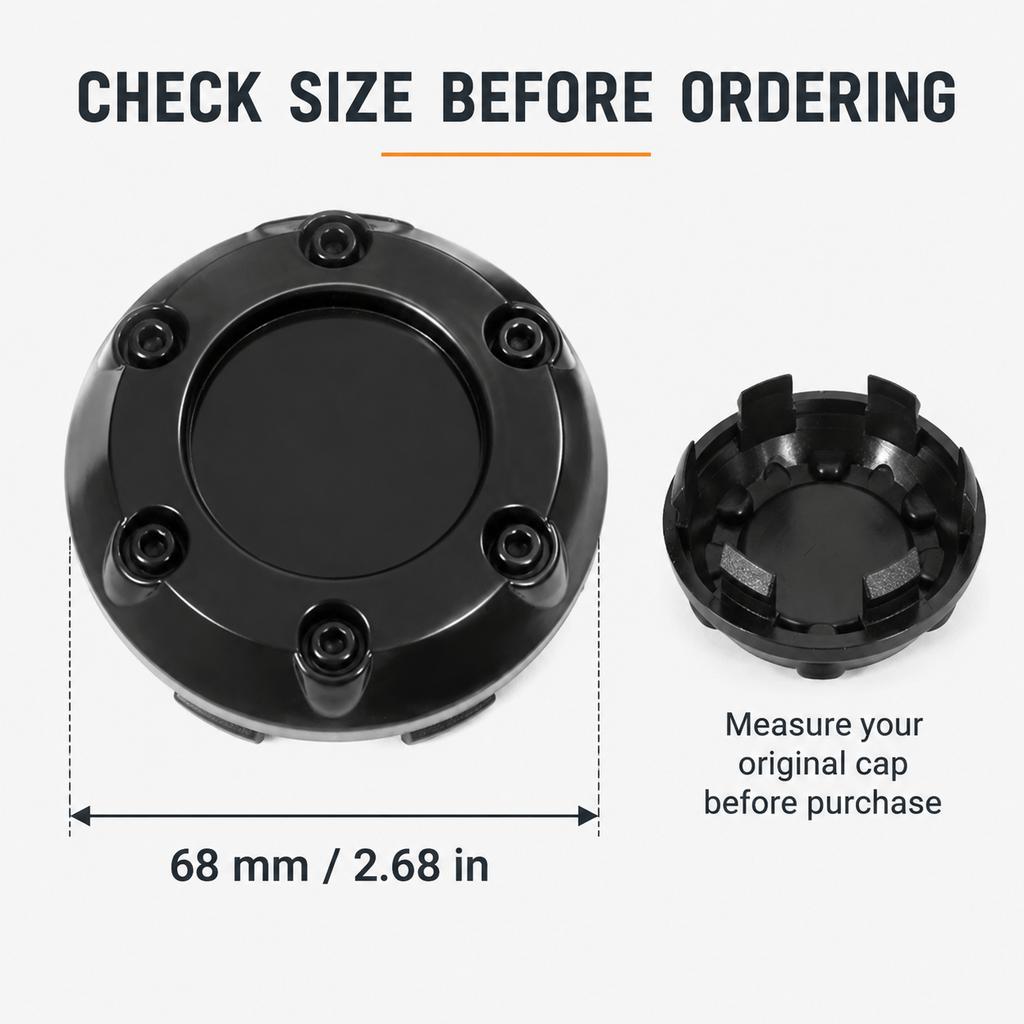 4PCS 68mm Car Wheel Center Caps Black/silver ABS Hub Caps Snap-In Wheel Rim Center Covers, Easy Installation Car Exterior Accessories