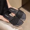 Fashion Summer New Women's Shoes Interwoven Fabric Flat 100 Casual Non-slip Sandals Woven Sandals Summer Outside Wear