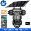 4G True Three-eye Three-lens Monitor with Night Vision and All-day Recording, Low Power Consumption Home AOV Solar Camera