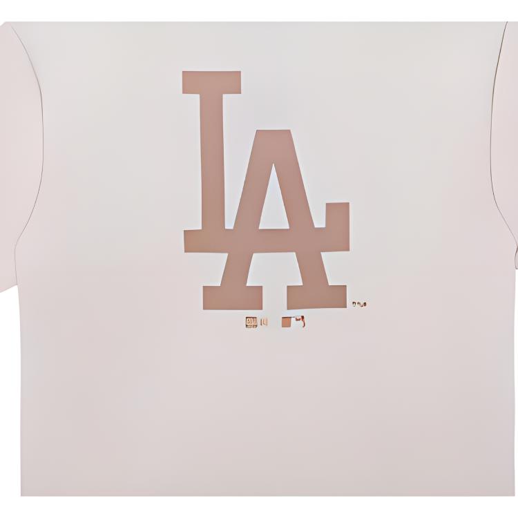 New Era MLB Los Angeles Dodgers Logo Letter Print Crew Neck Short Sleeve T-Shirt Men Tops Ivory 14341316