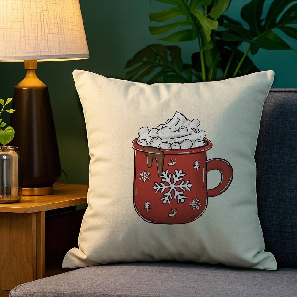 Christmas Hat and Balls Pillow Case Sofa Living Room Bedroom Double-sided Printing Square Cushion Nap Time Cushion Cover