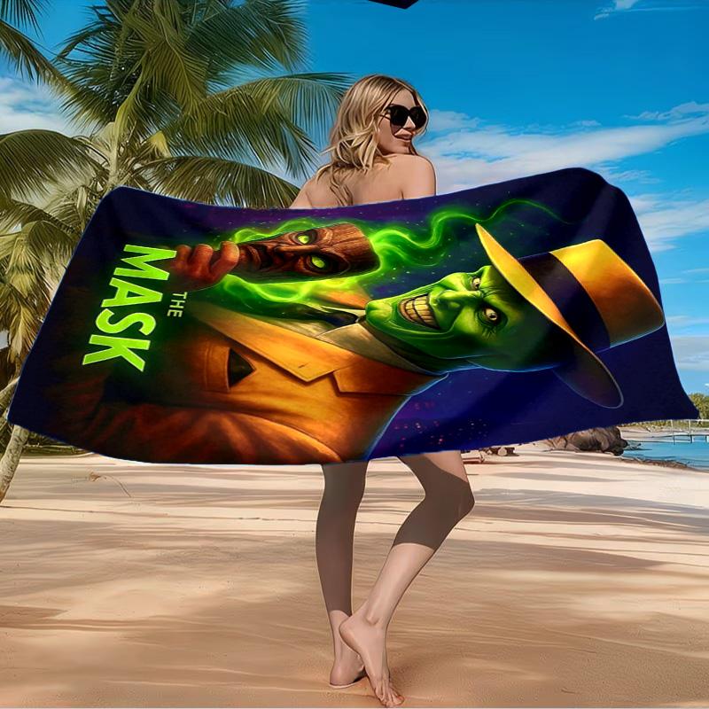 The Masked Green Man Beach Towel Microfiber Beach Towel, Lightweight and Quick-Dry, for Summer Travel, Swimming Pool Fan Birthday Gift