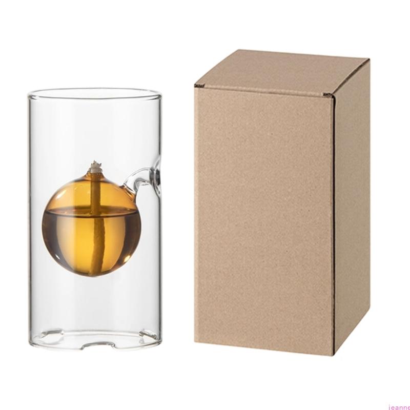 Fuels Refillable Glass Oil Candle Liquid Candle Outdoor Indoor Clean Burning with Wicks Use with Liquid Paraffin Lamp Oil