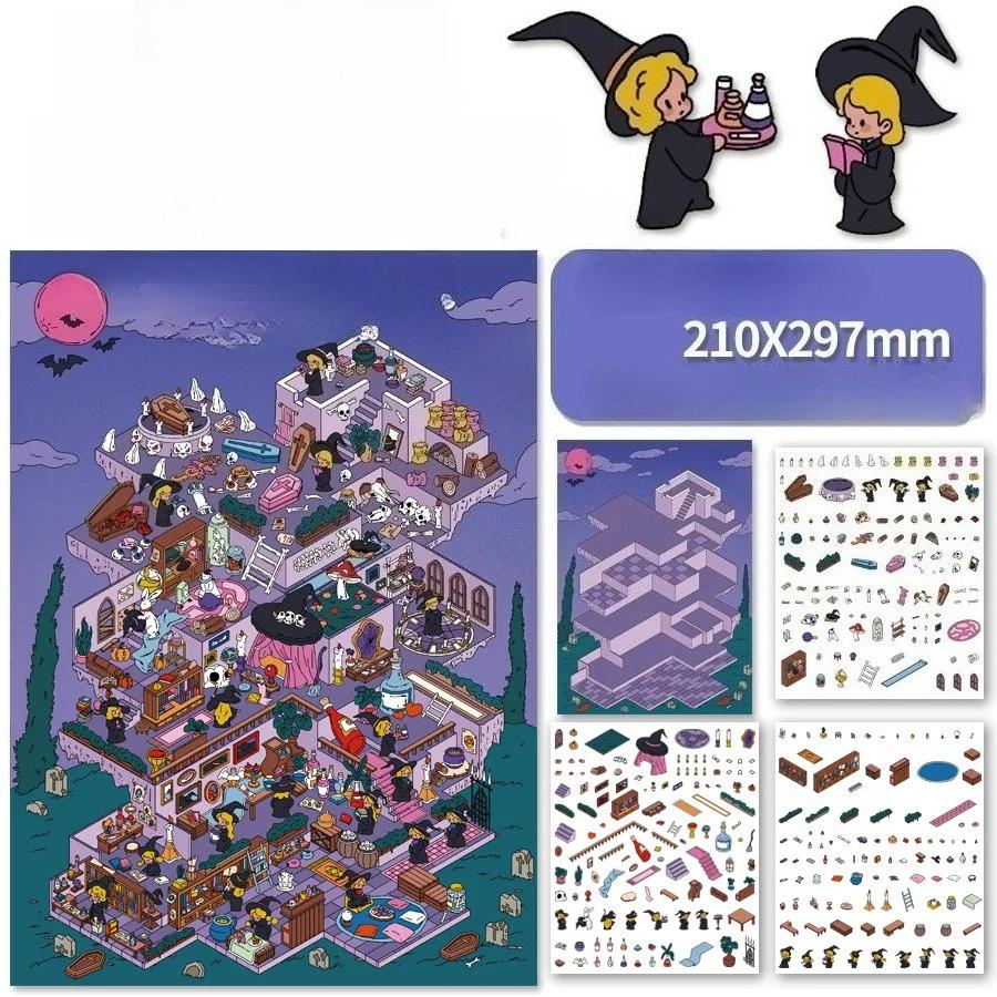 Adesivos Miniatura 3D Grandes Criativos Camadas Artesanato DIY para Alívio de Estresse e Decoração de Casa Decoração de Parede de Mesa Miniaturas Artesanato